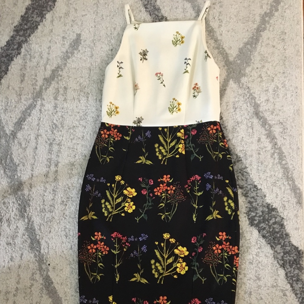 Black and white floral midi H&M dress